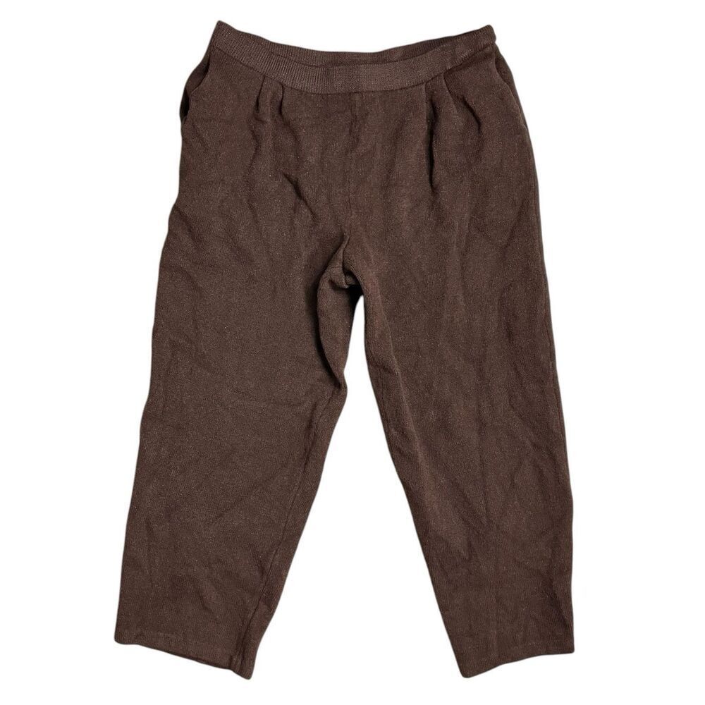 St John Dress Pant 8 Brown Wool Blend Flat Front Crop Stretch Office Career Soft
